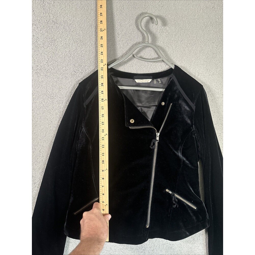 Soft Surroundings Women’s Size Medium Full Zip Velvet Velour Jacket Black Goth - Picture 4 of 12